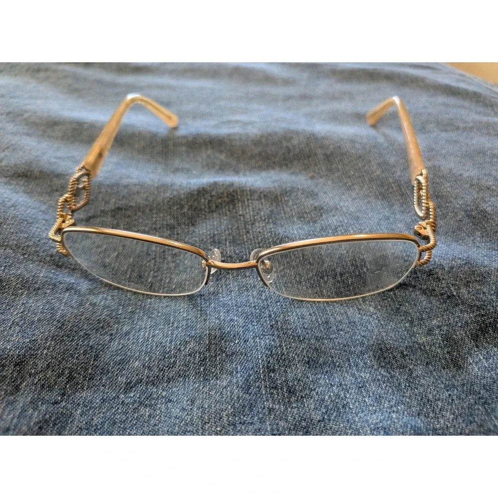 Oleg Glasses Women Silver Tone Gold Tone Embellished Eyeglasses Frames 51-17